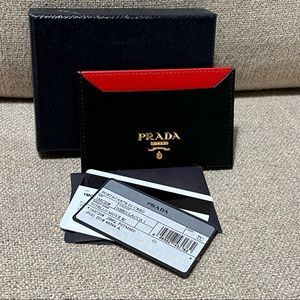 New Prada Vitello Move Black Leather Card Holder